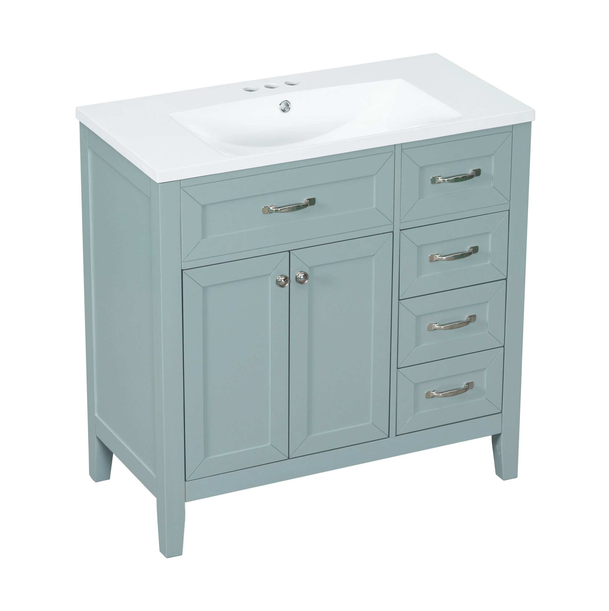 Ebern Designs 36" Bathroom Vanity with Sink Combo, Green Bathroom
